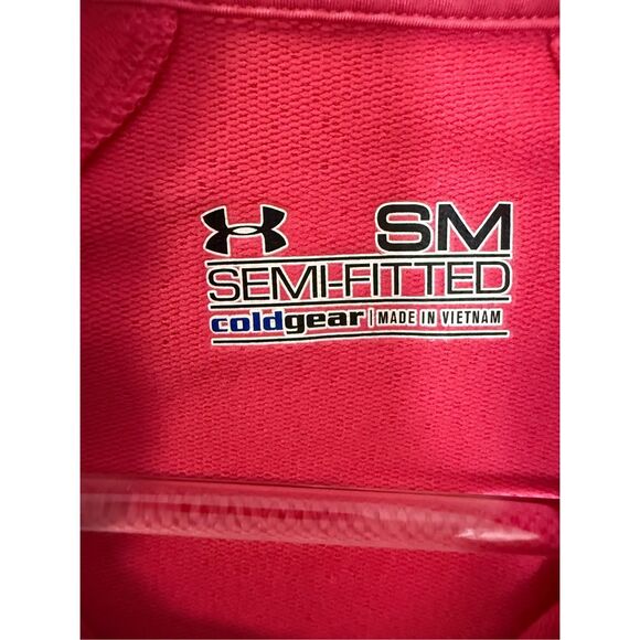 Under Armour Womens Pink ColdGear 1/4 Zip Semi-Fitted Mock Neck  Small Activewea - Picture 2 of 5